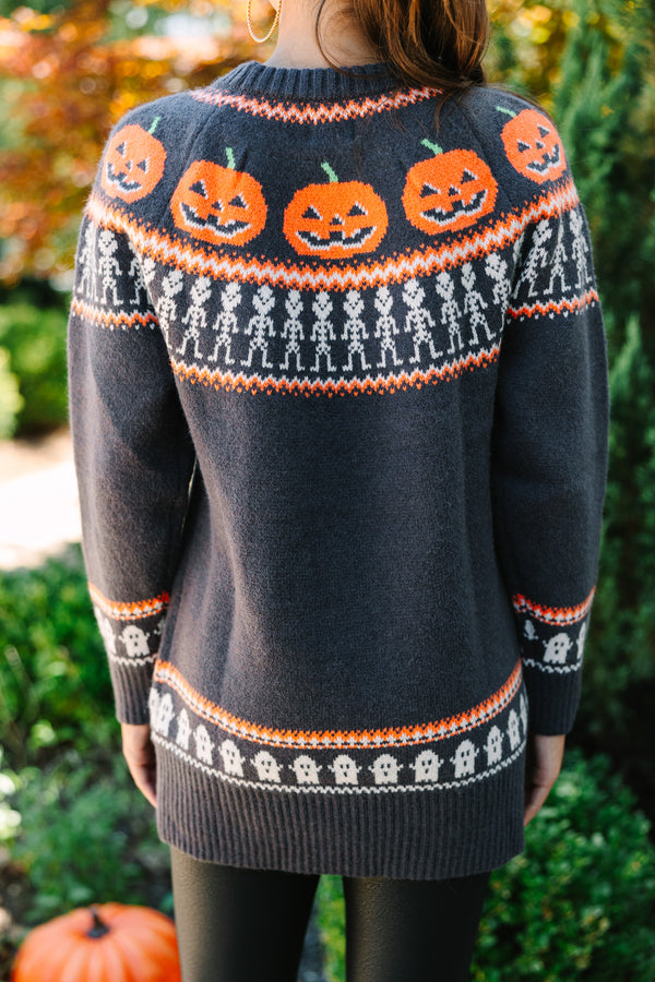 Spooky Season Charcoal Gray Halloween Sweater