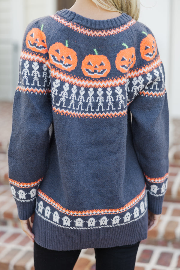 Spooky Season Charcoal Gray Halloween Sweater