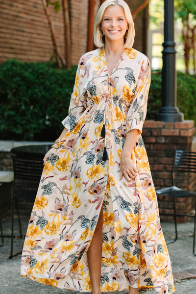 It's A Match Beige Floral Maxi Dress – Shop the Mint