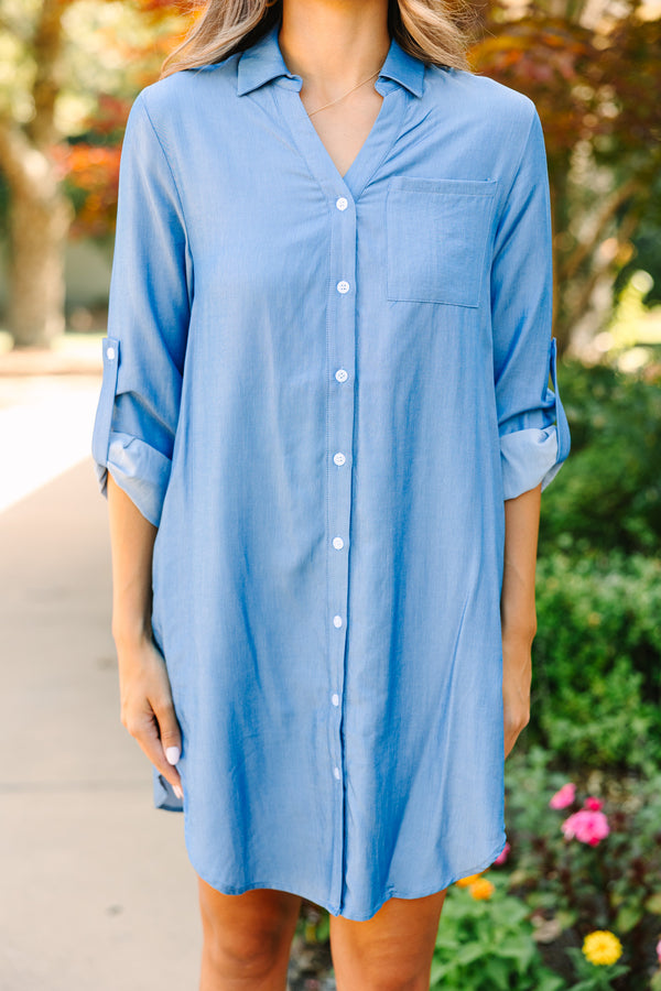 Short Sleeve Chambray Dress