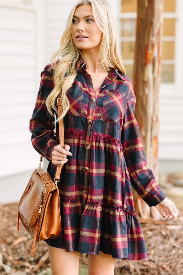 Find You Well Burgundy Red Plaid Dress Shop the Mint Find You Well Burgundy Red Plaid Dress Shop the Mint