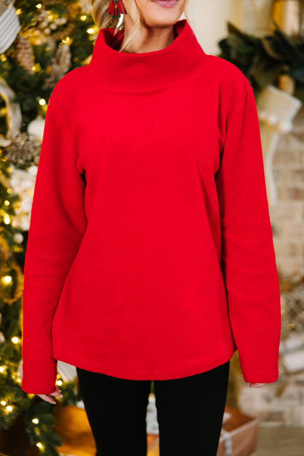 Seal The Deal Red Mock Neck Sweater