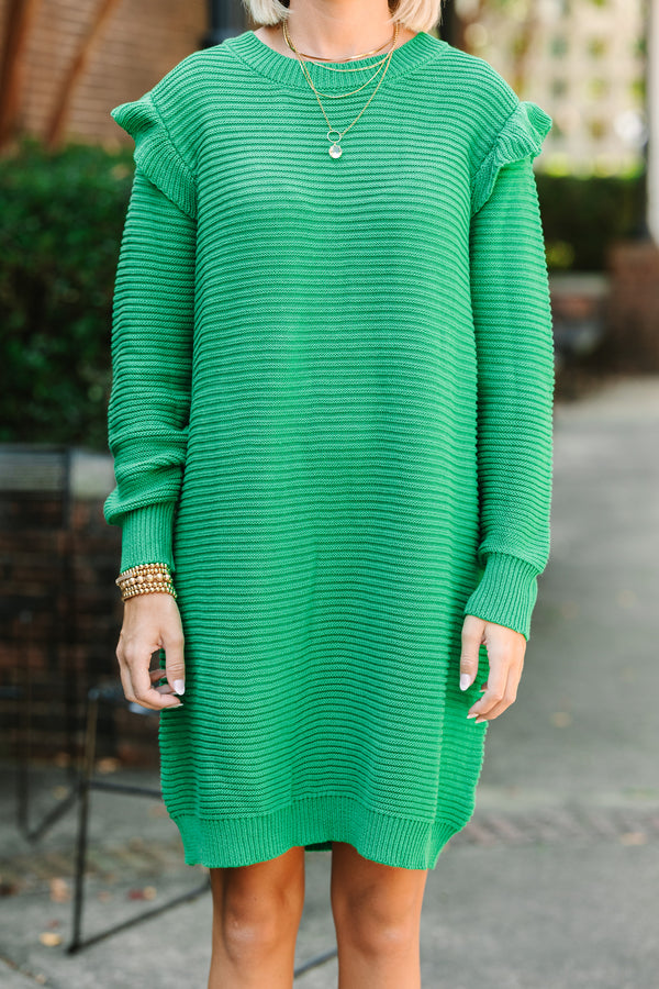Wild About You Emerald Green Ribbed Sweater Dress – Shop the Mint