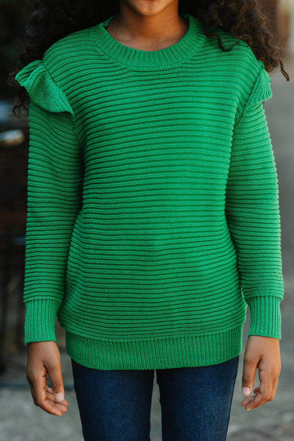 Girls: Wild About You Emerald Green Ribbed Sweater