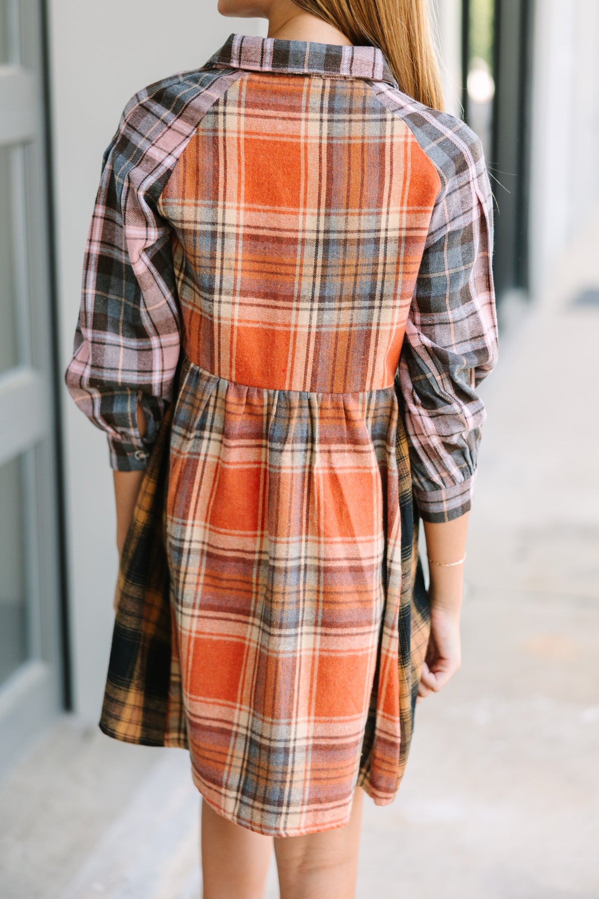 Girls: Turn You Around Orange Plaid Dress – Shop the Mint