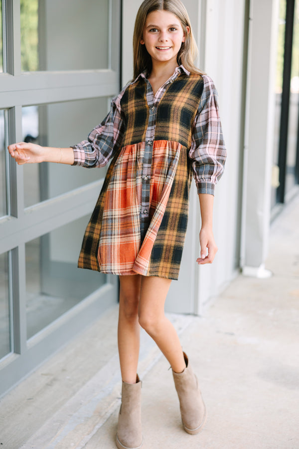 Girls: Turn You Around Orange Plaid Dress – Shop the Mint Girls: Turn You Around Orange Plaid Dress – Shop the Mint