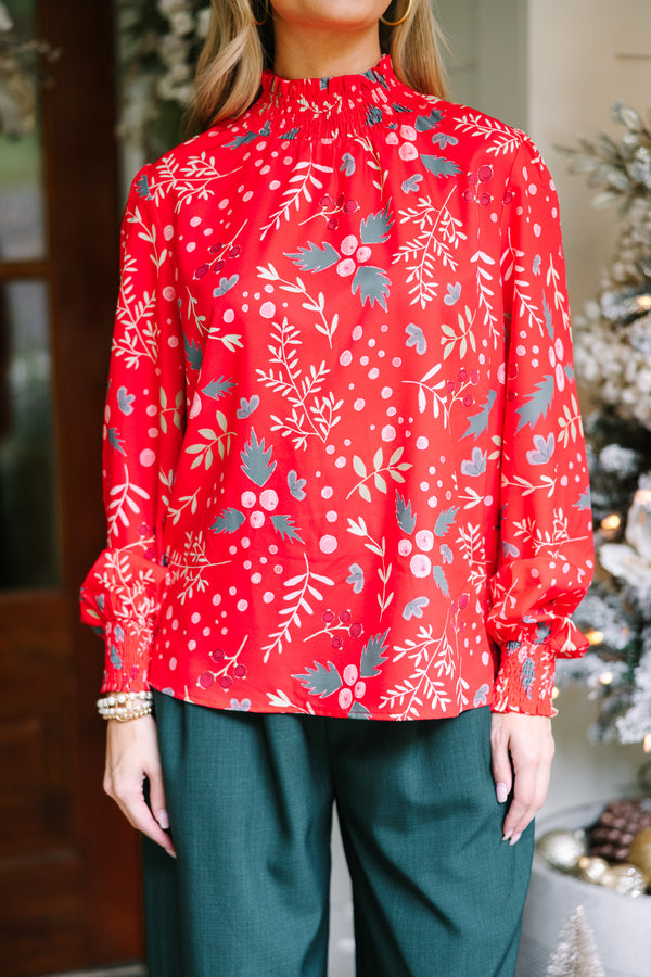 Melia Red Floral Wrap Blouse - Sustainable Style - All The Wild Roses
