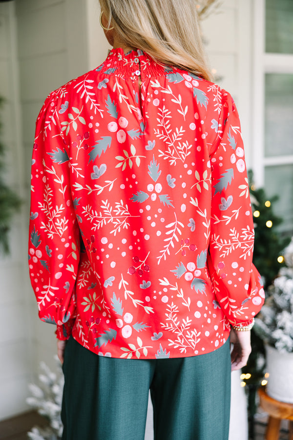 All I Need Red Floral Blouse