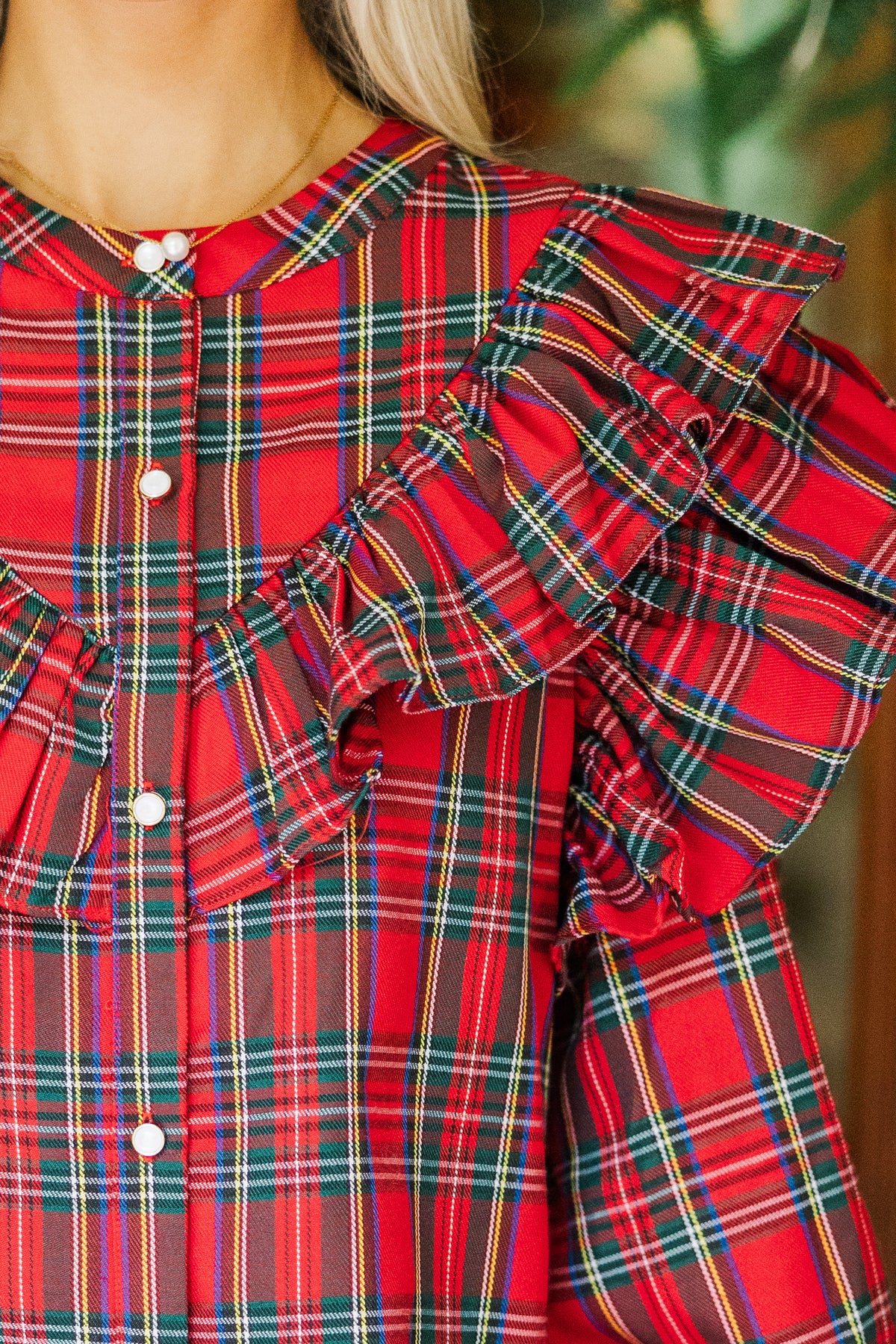 Paid Button Example It's All Possible Red Tartan Plaid Button Down Blouse – Shop the Mint