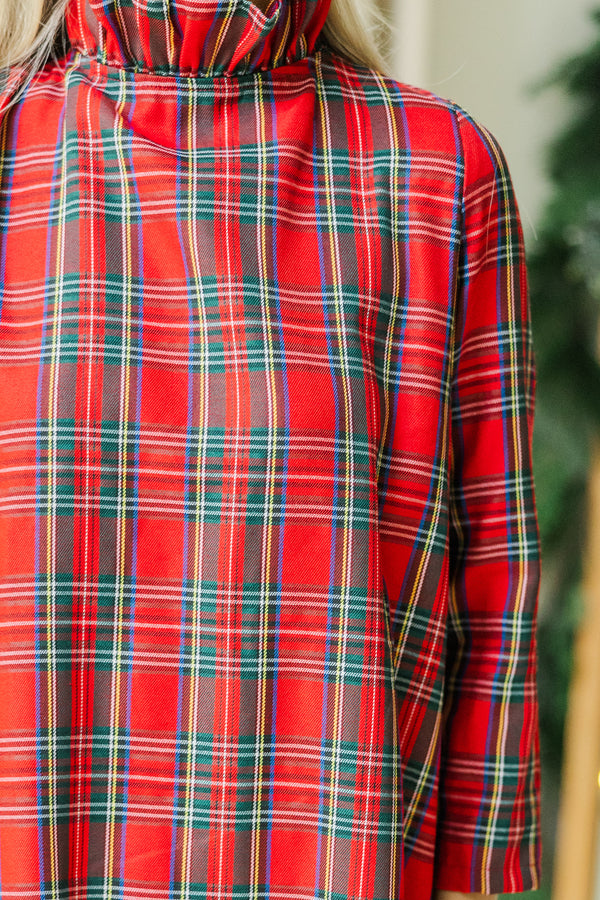 This Is It Red Tartan Plaid Swing Dress