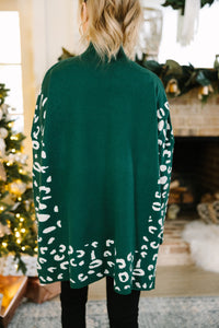 All In Theory Emerald Green Leopard Sweater Tunic