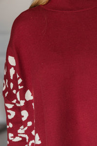 All In Theory Red Leopard Sweater Tunic