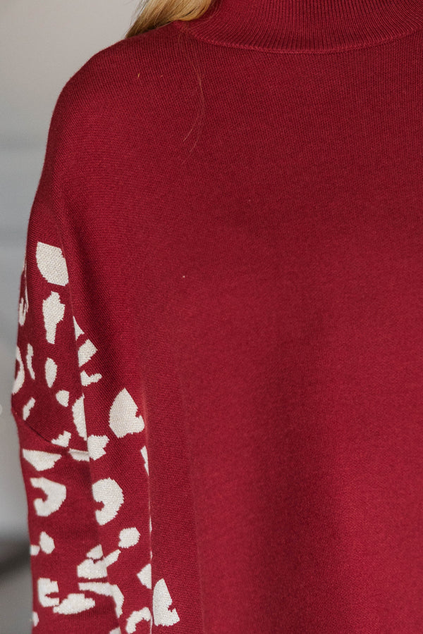All In Theory Red Leopard Sweater Tunic