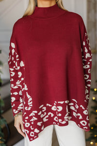 All In Theory Red Leopard Sweater Tunic