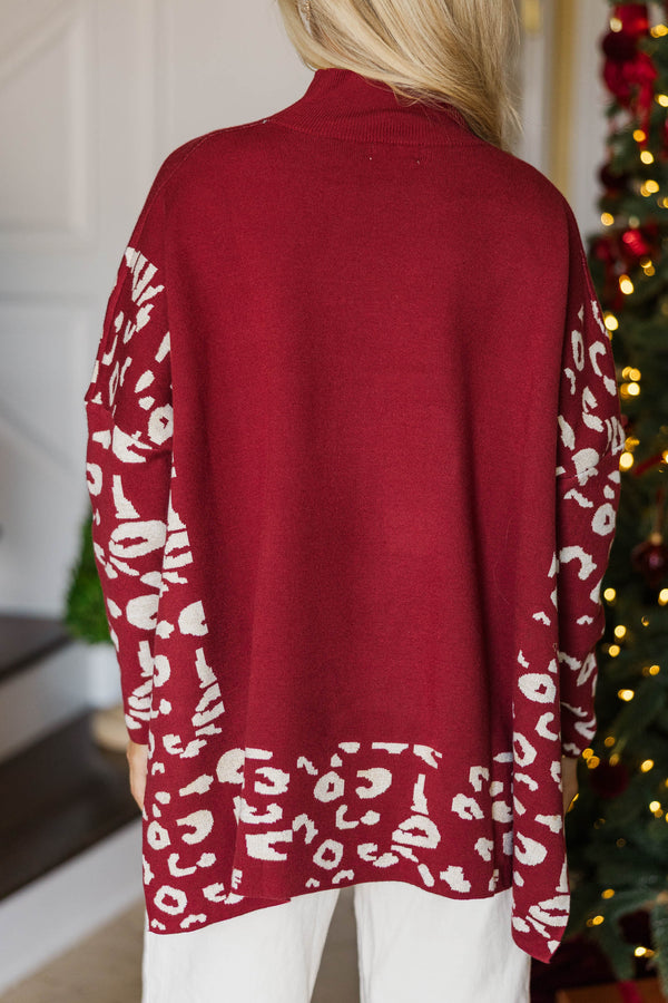 All In Theory Red Leopard Sweater Tunic
