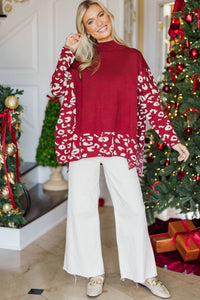 All In Theory Red Leopard Sweater Tunic