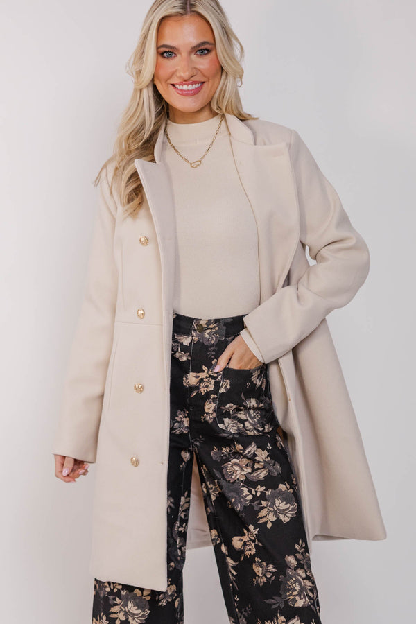 City Streets Oatmeal Brown Coat