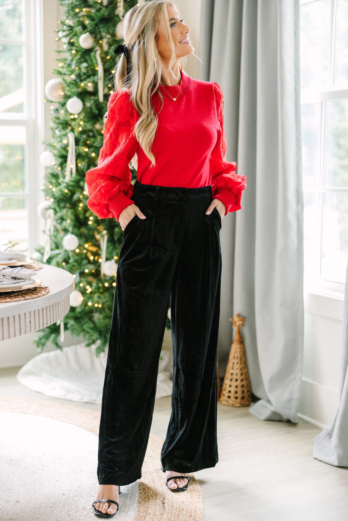 It's Your Best Red Lace Sleeve Blouse – Shop the Mint