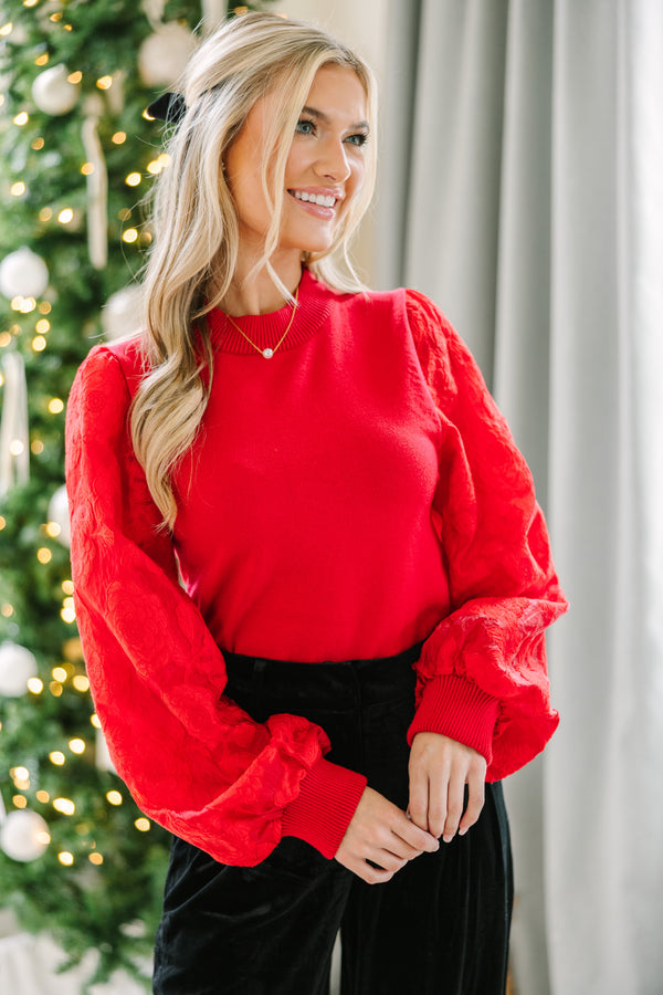 red blouses, holiday blouses, christmas blouses, lace detailing