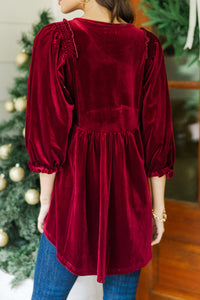 Put Yourself First Dark Red Velvet Tunic