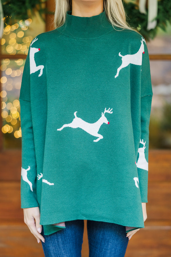 PREORDER: Quick Decisions Emerald Green Reindeer Sweater