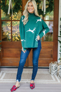 Quick Decisions Emerald Green Reindeer Sweater