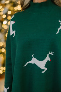 holiday oversized sweater, reindeer printed sweater, festive sweater, boutique holiday sweaters