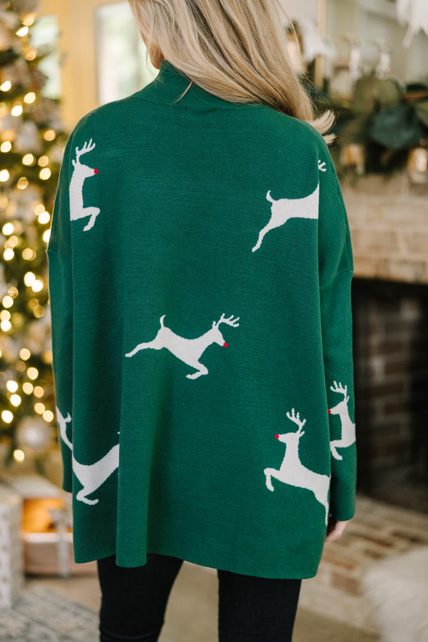 Quick Decisions Emrald Green Reindeer Sweater