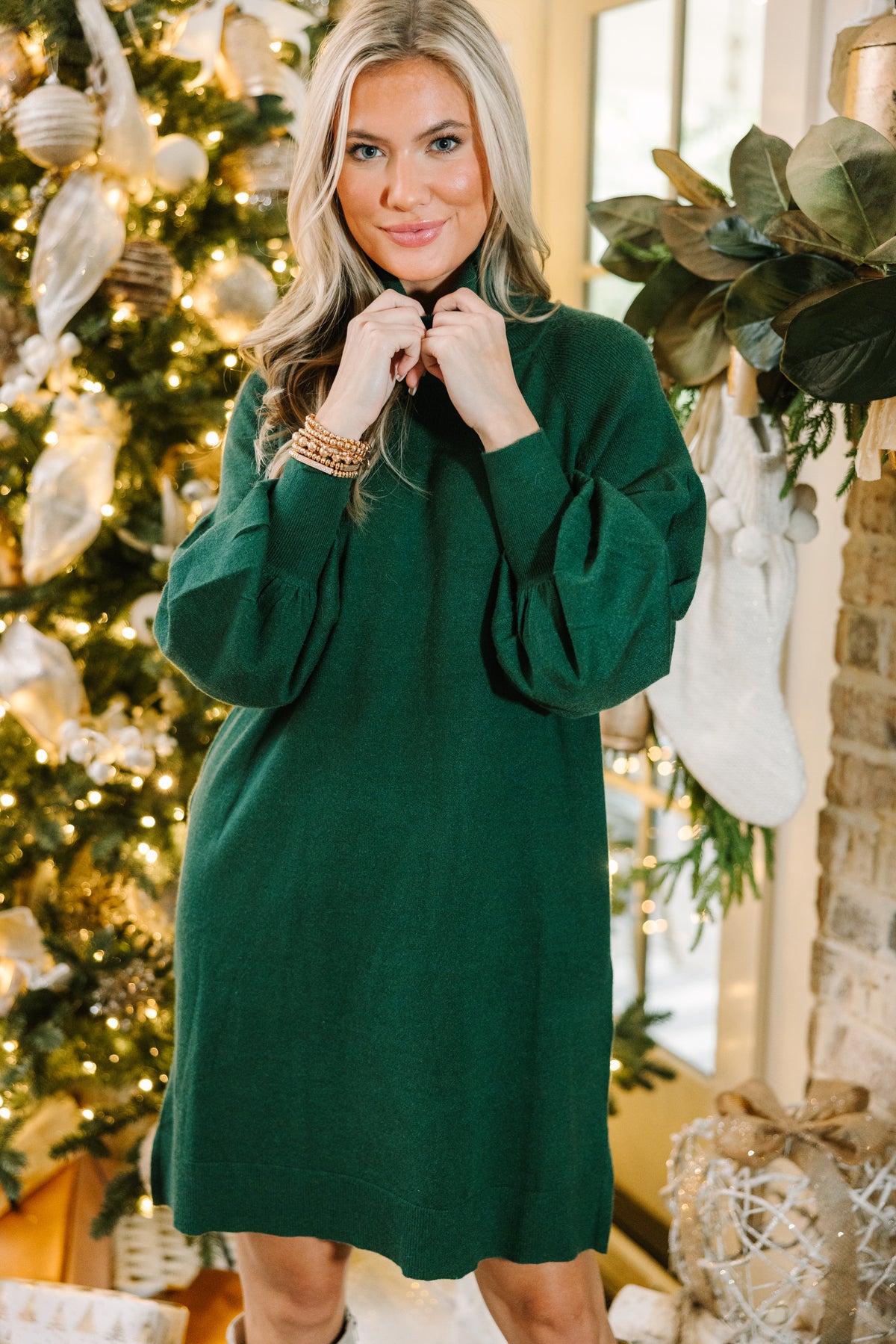 Wherever You Go Emerald Green Turtleneck Sweater Dress – Shop the Mint