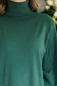 Wherever You Go Emerald Green Turtleneck Sweater Dress