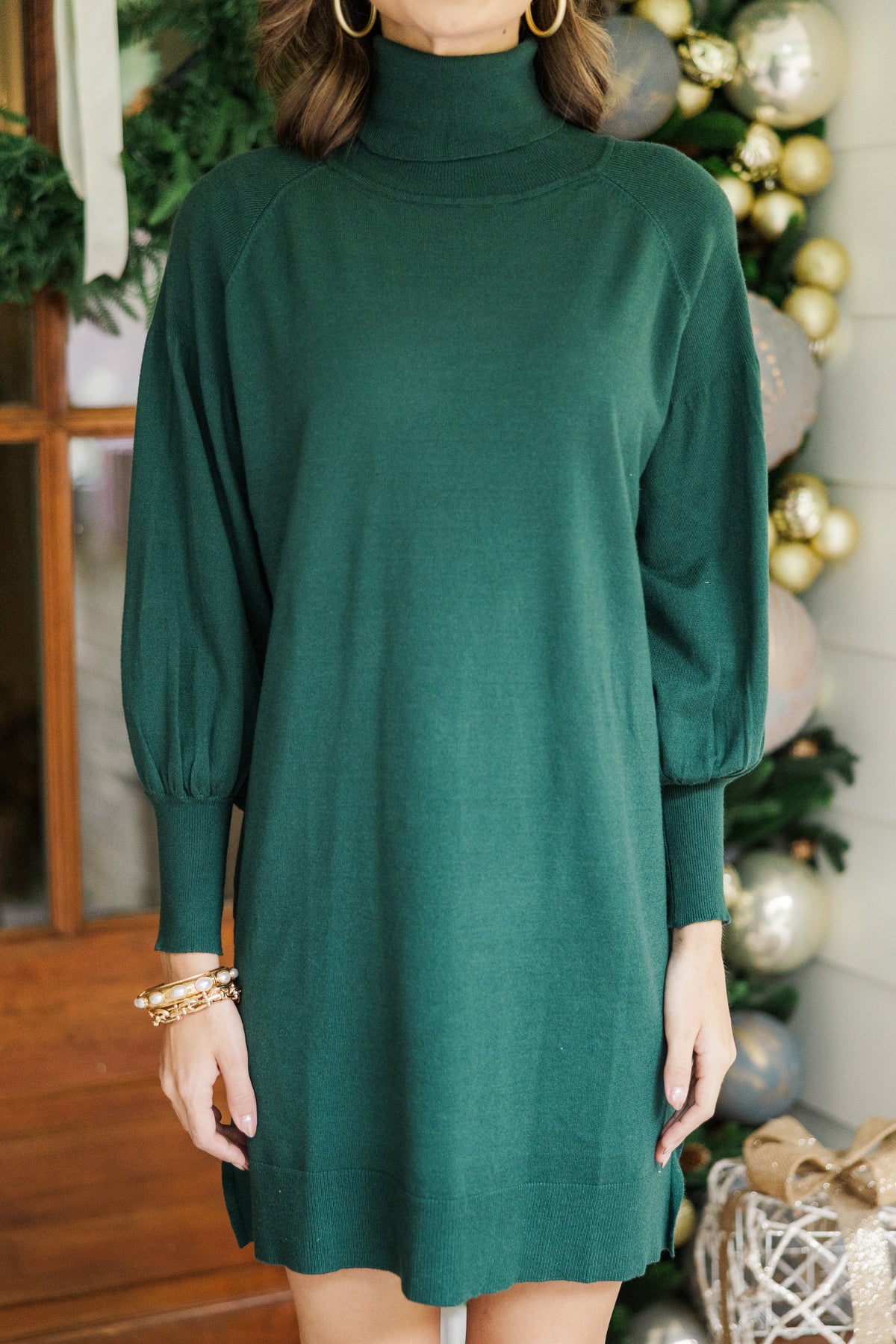 Wherever You Go Emerald Green Turtleneck Sweater Dress – Shop the Mint