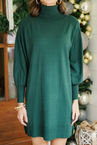 Wherever You Go Emerald Green Turtleneck Sweater Dress