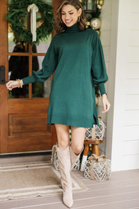 Wherever You Go Emerald Green Turtleneck Sweater Dress