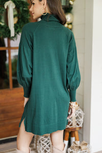 Wherever You Go Emerald Green Turtleneck Sweater Dress