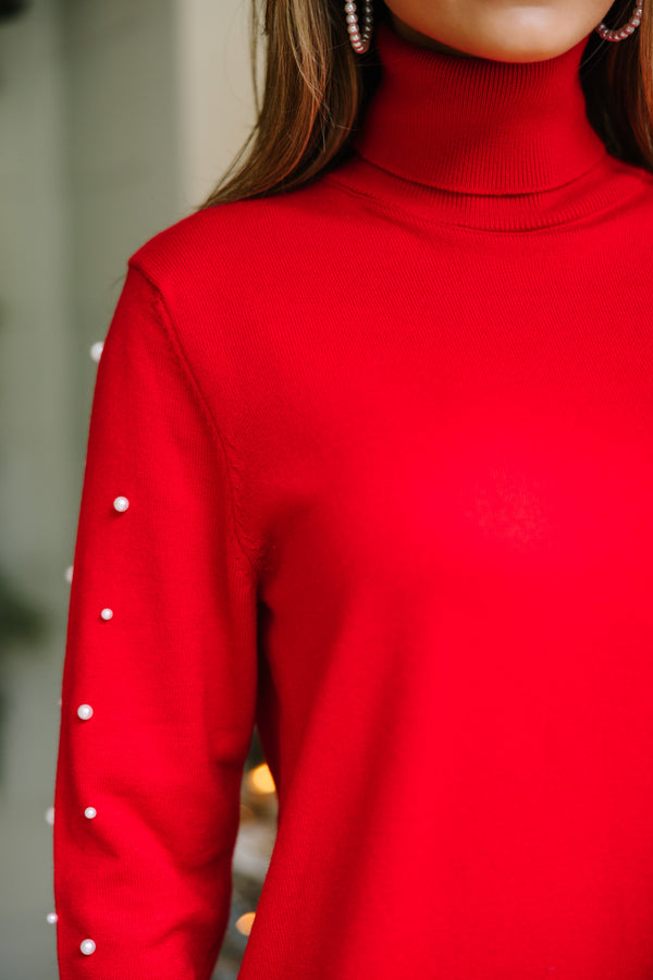Feeling The Love Red Embellished Sweater Dress, X-Large - The Mint Julep Boutique