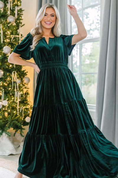 Always Turn To You Emerald Green Velvet Maxi Dress – Shop the Mint