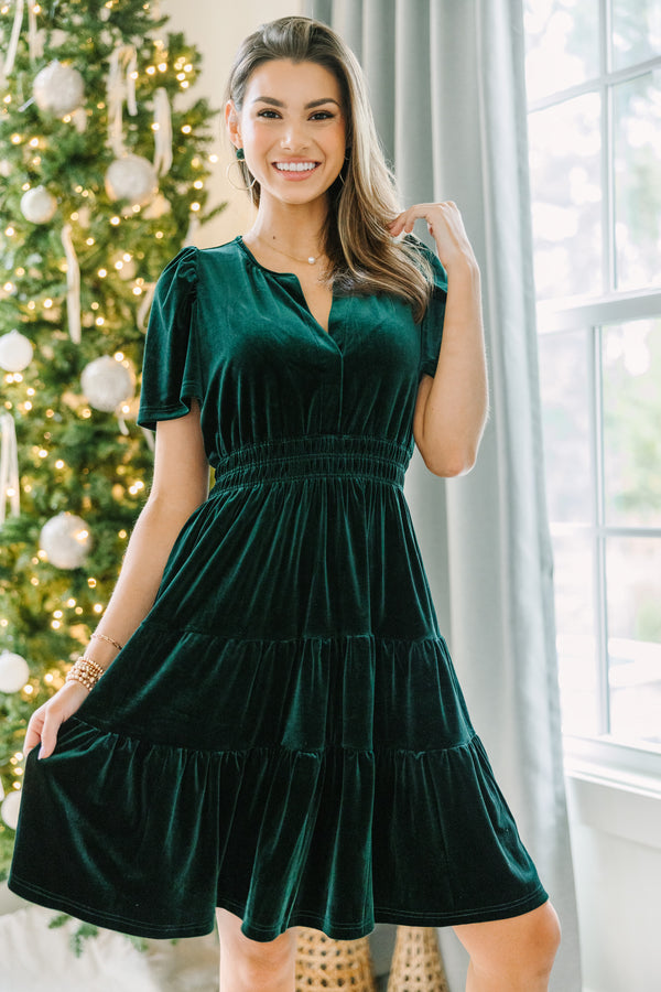 velvet dress, green dress, green holiday dress, velvet holiday dresses