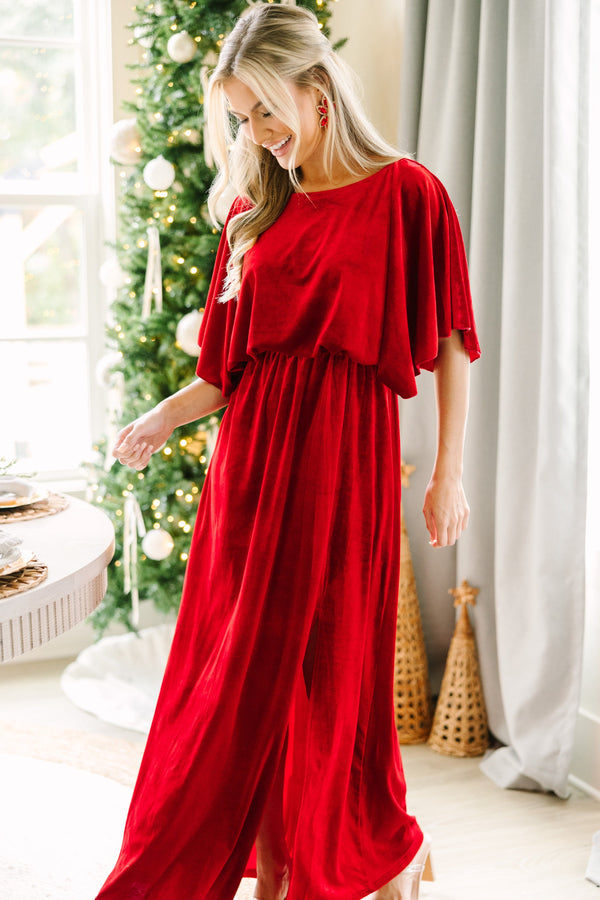 Out On The Dance Floor Red Velvet Maxi Dress – Shop the Mint