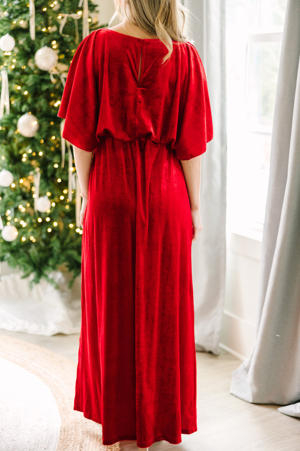 red velvet christmas dresses Womens Christmas Costume Santa Hooded Cloak Skater Swing Dress Fancy Party Dress (Red,S)