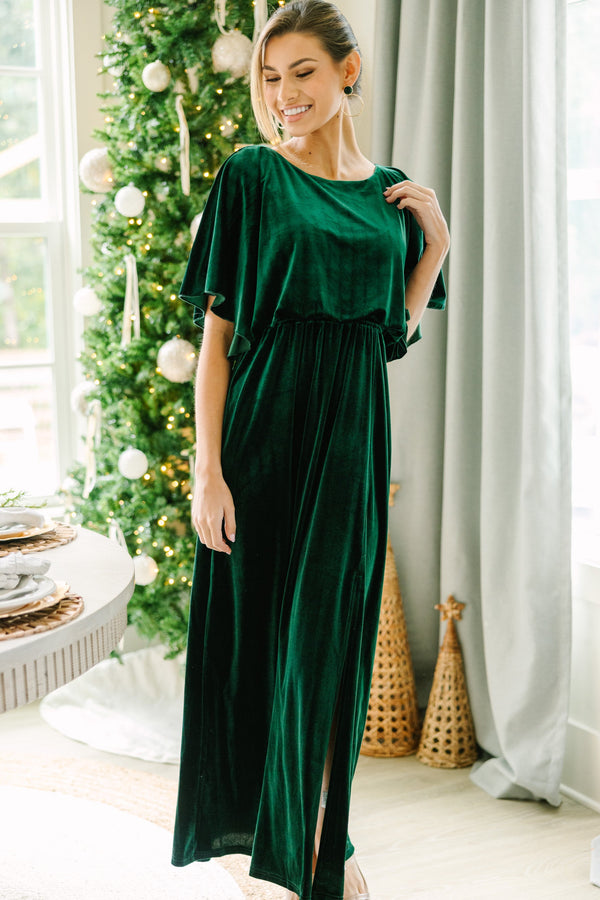 Out On The Dance Floor Emerald Green Velvet Maxi Dress – Shop the Mint