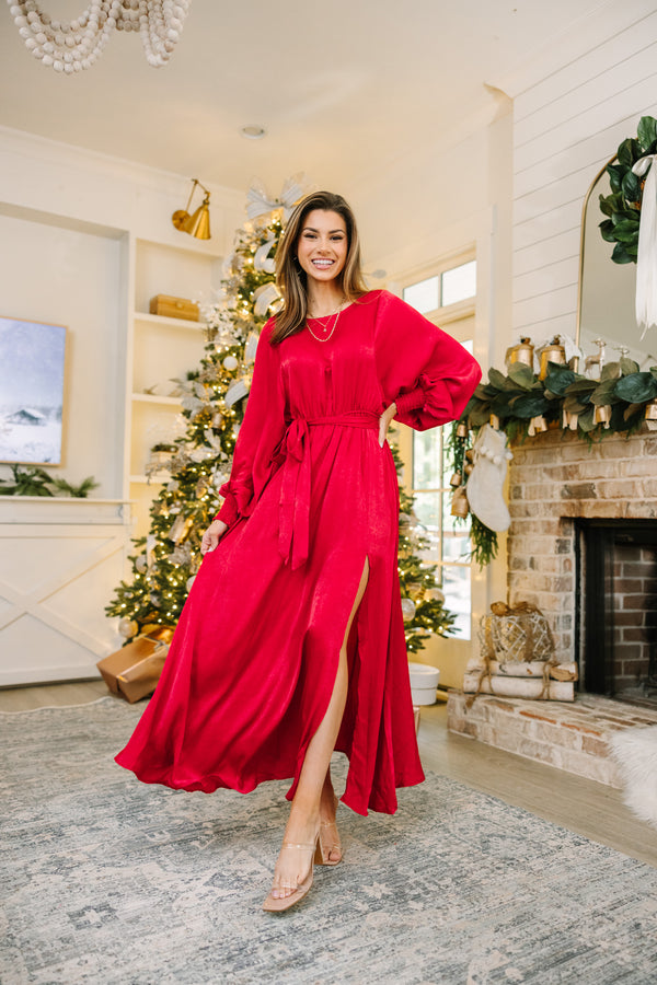 red maxi dress, satin maxi dress, holiday maxi dresses, elegant maxi dress