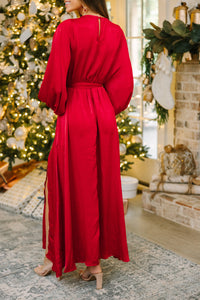 Strong Feelings Red Satin Maxi Dress