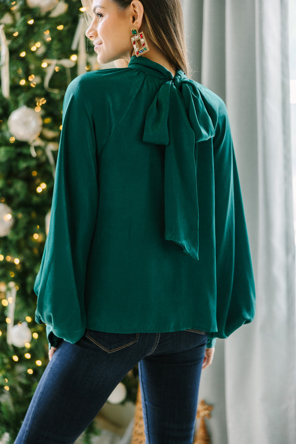 Feel This Way Emerald Green Satin Blouse