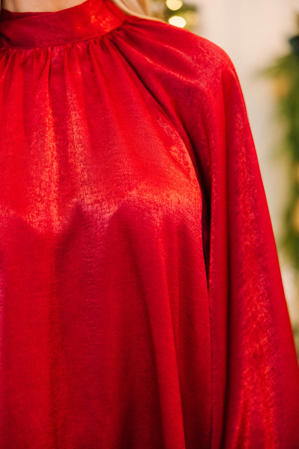 Feel This Way Deep Red Satin Blouse