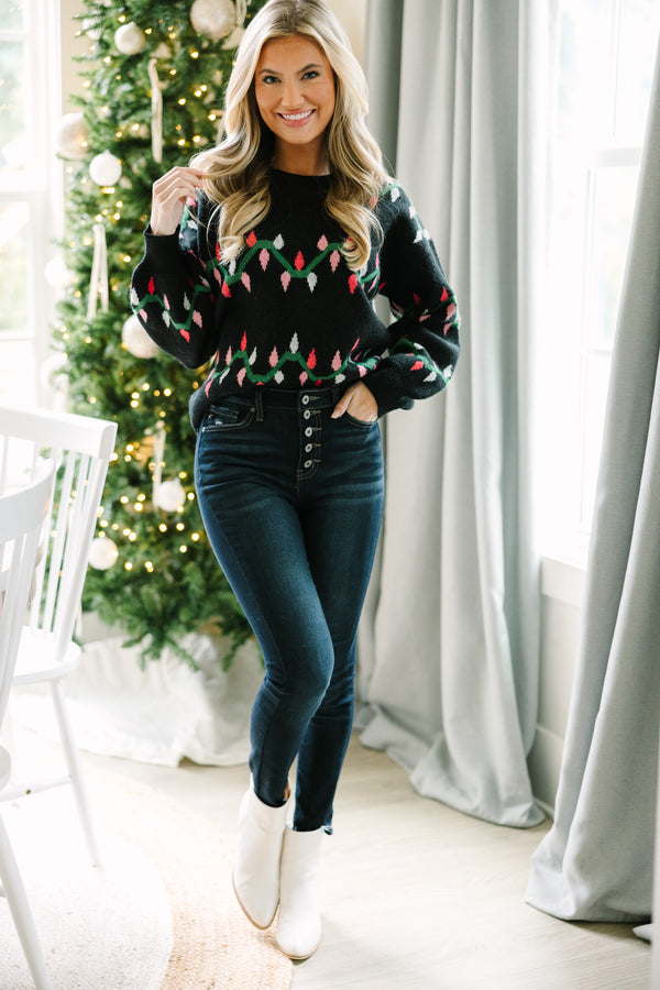 Holiday Cheer Black Christmas Lights Sweater, X-Large - The Mint Julep Boutique | Women's Boutique Clothing Holiday Cheer Black Christmas Lights Sweater, X-Large - The Mint Julep Boutique | Women's Boutique Clothing