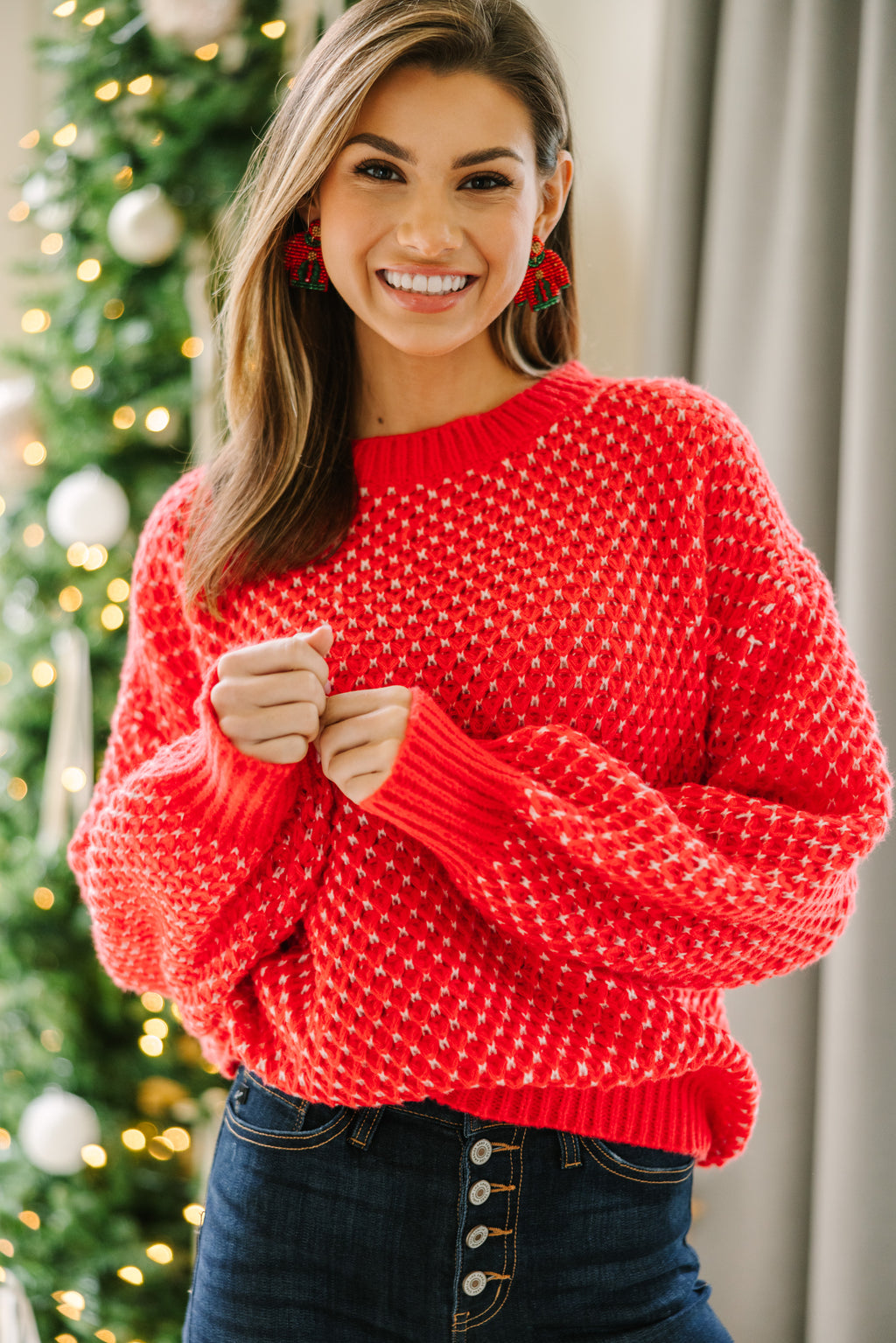 On My Way Red Chunky Knit Sweater