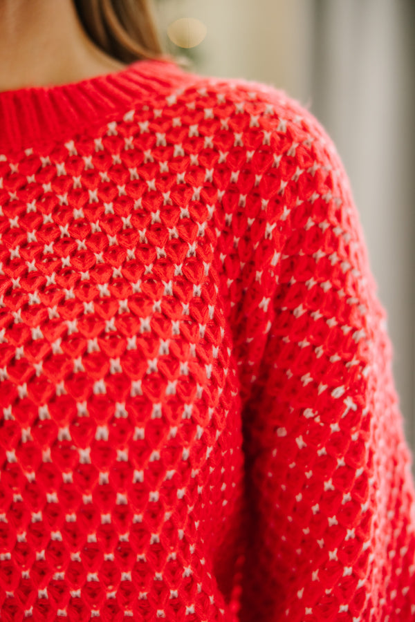 On My Way Red Chunky Knit Sweater