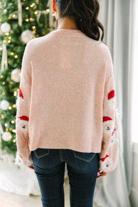 Jolly Good Fellow Blush Pink Santa Sweater