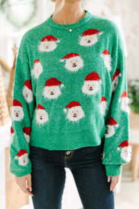Jolly Good Fellow Green Santa Sweater