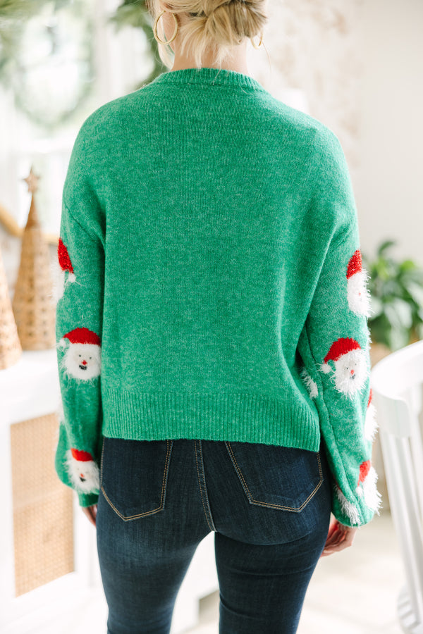 Jolly Good Fellow Green Santa Sweater
